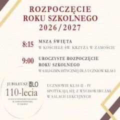 Rozpoczęcie roku szkolnego 2026/2027