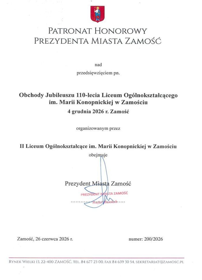 patronat_honorowy_prezydent zamościa
